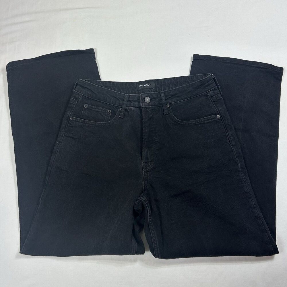 Free Assembly Women's Size 12 High Rise Full Wide Straight Black Jeans Grunge